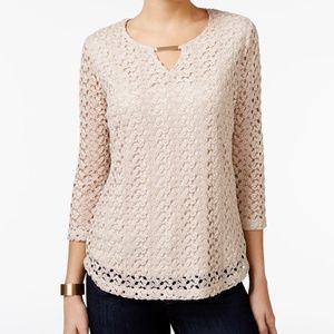 NWT JM Collection Women’s Crochet Keyhole Top XL